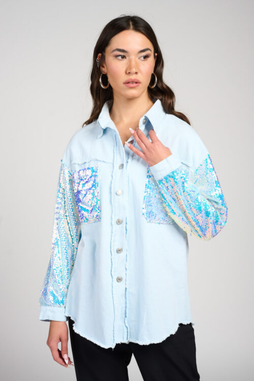 Sequins & denim shirt GLAM