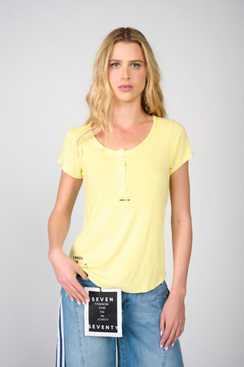 Half-button rib T-shirt ERROR