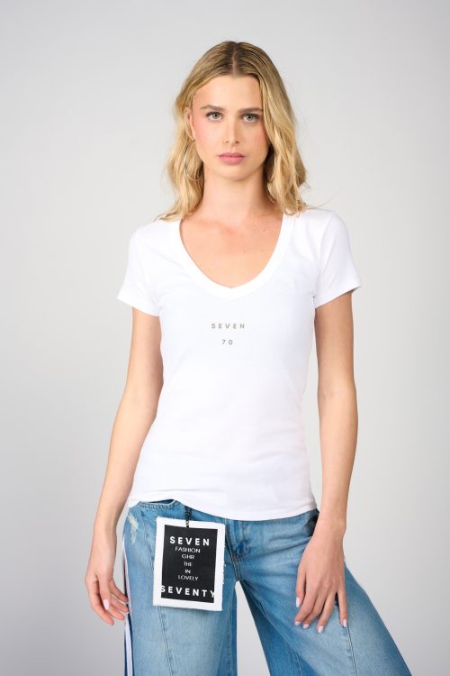 Wide V-neck T-shirt SEVEN70