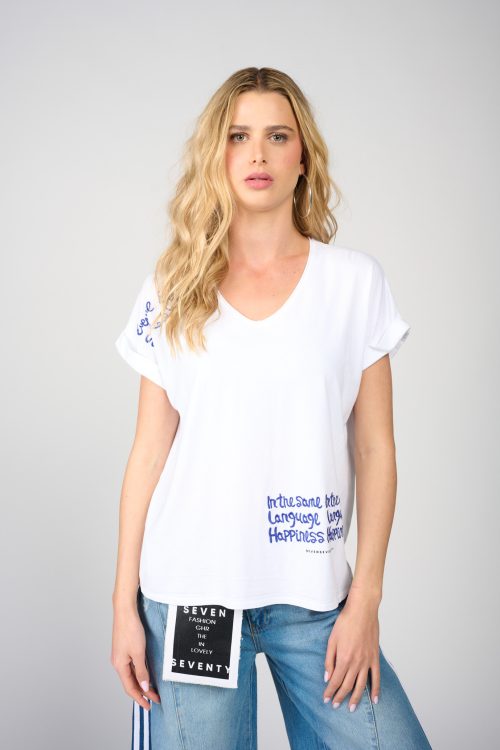 embroidered T-shirt HAPPINESS