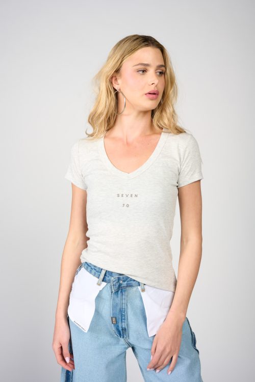 Wide V-neck T-shirt SEVEN70