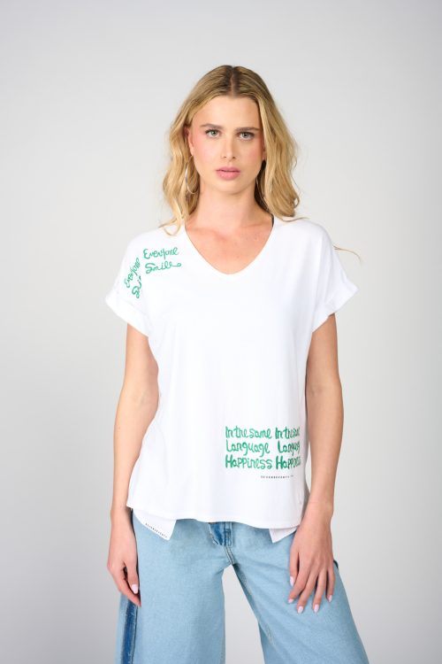 embroidered T-shirt HAPPINESS