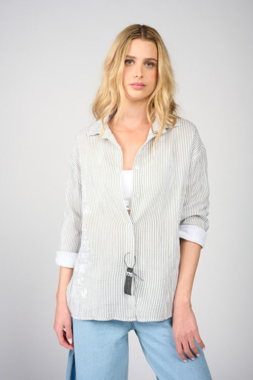 striped button-up shirt FUNK