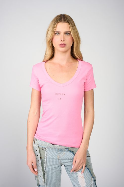 Wide V-neck T-shirt SEVEN70