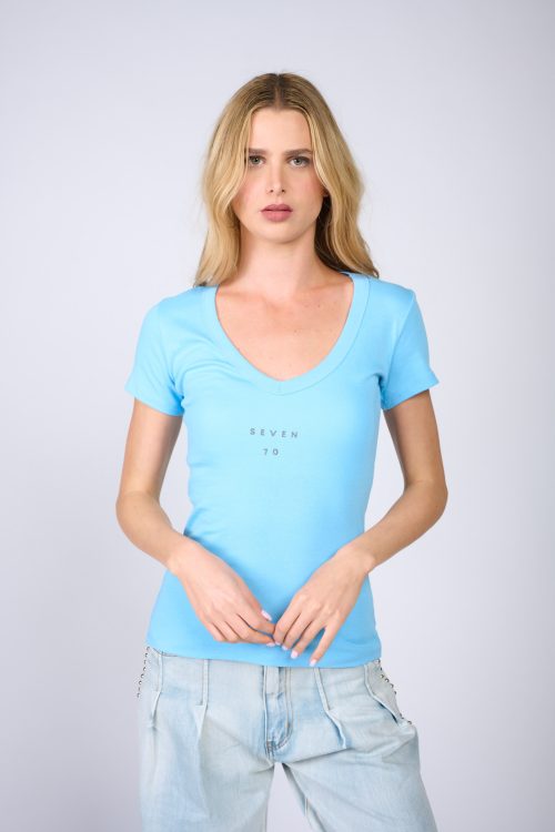 Wide V-neck T-shirt SEVEN70