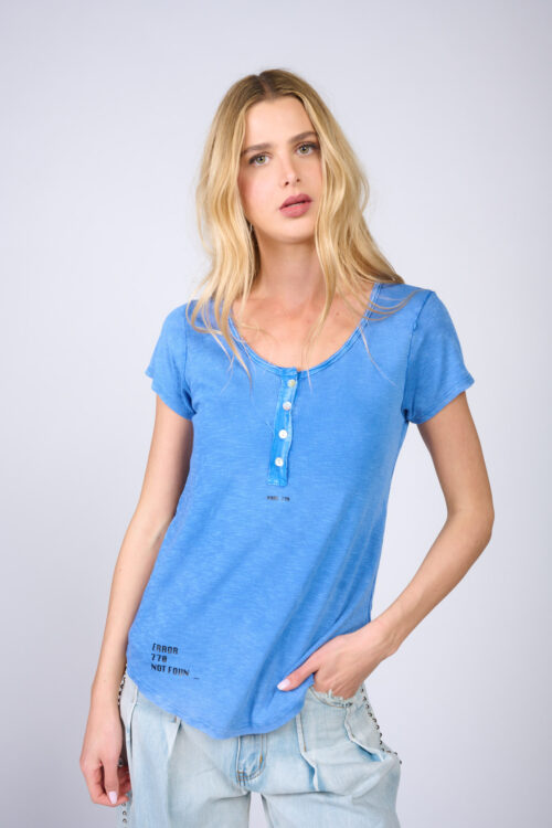 Half-button rib T-shirt ERROR