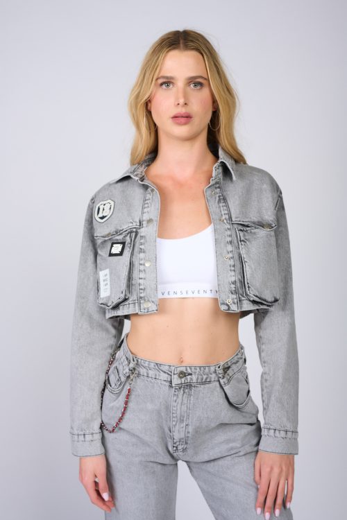 denim crop jacket I AM