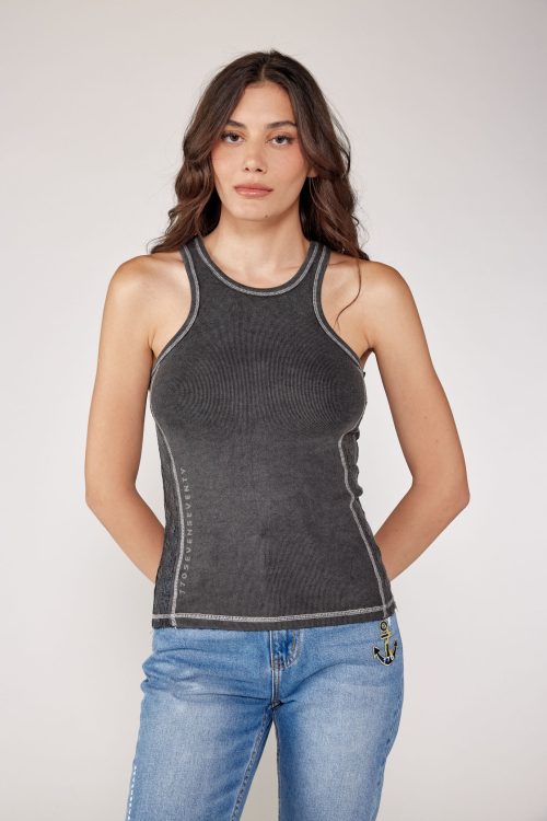 Rib tank top combined with lace 770