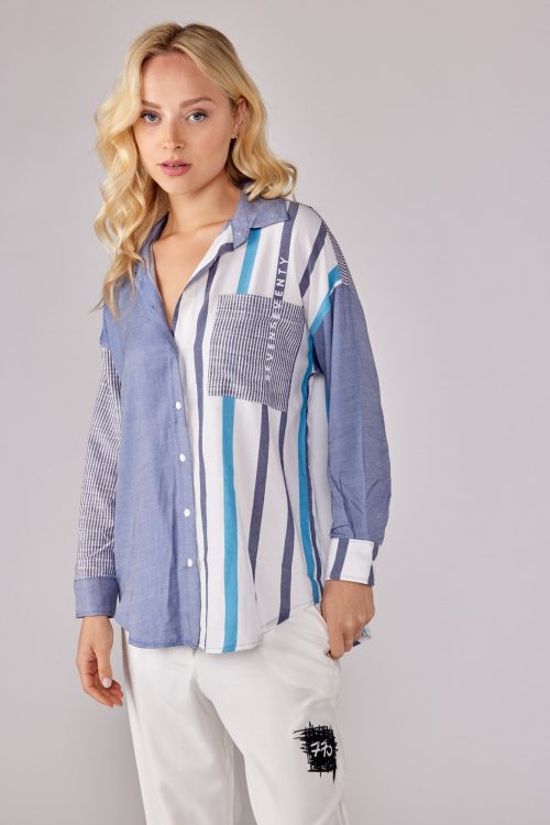 fabric combination buttoned shirt SEVEVSEVENTY