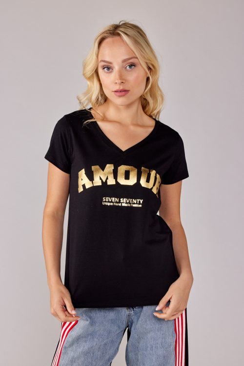 golden print t-shirt AMOUR