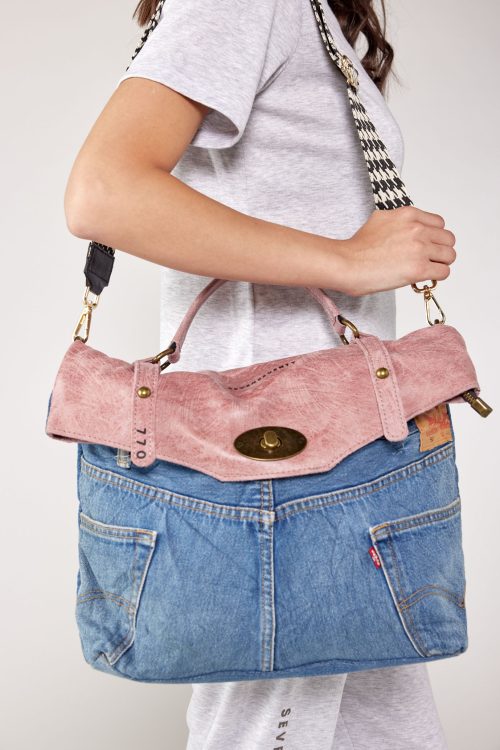 denim and leather combo bag LEVI
