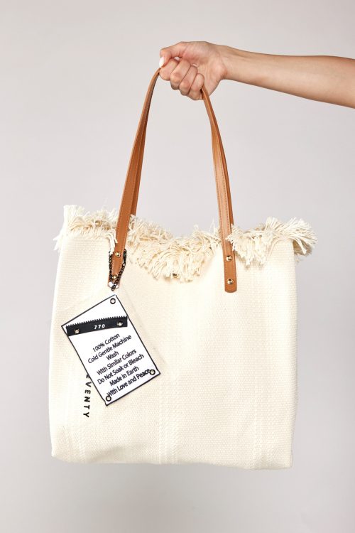 woven bag with leather straps SEVEN