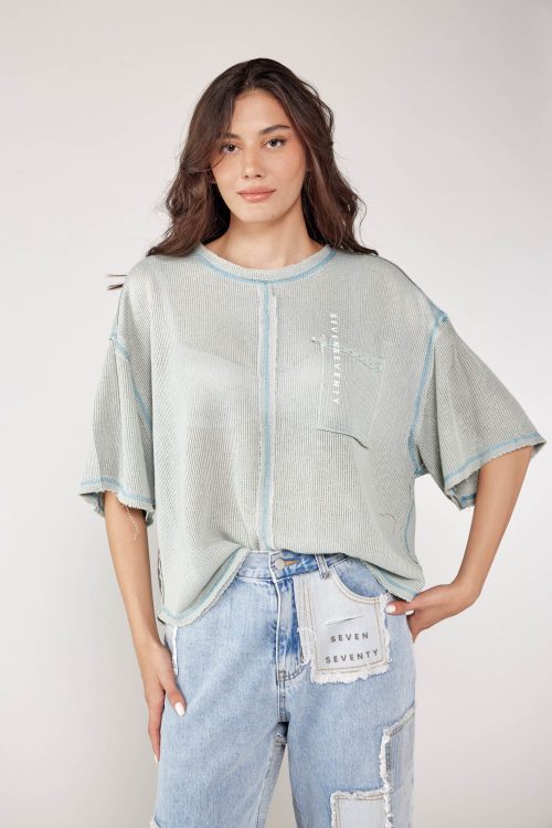stitching knit shirt SEVEN