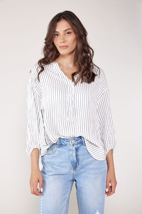 Half-buttoned crepe shirt 770