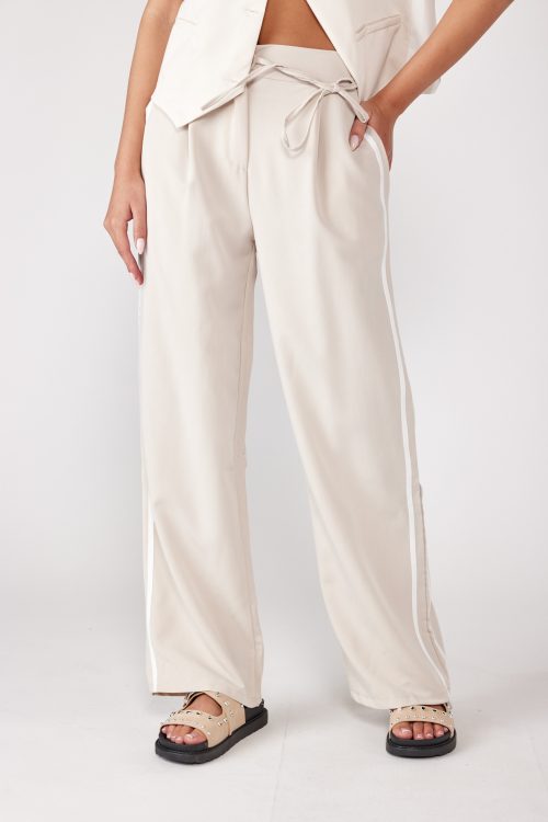 side stripe tie wide pants EVENING