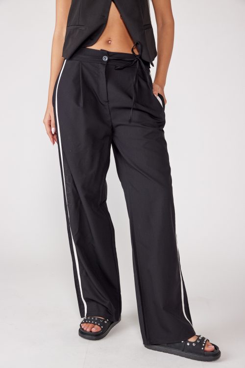 side stripe tie wide pants EVENING