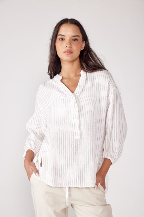 Half-buttoned crepe shirt 770