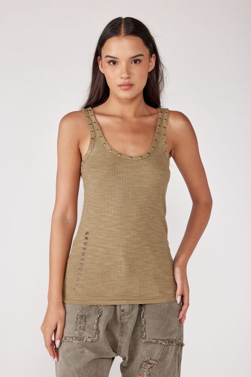 Rib Tank Studded Neckline SEVEN