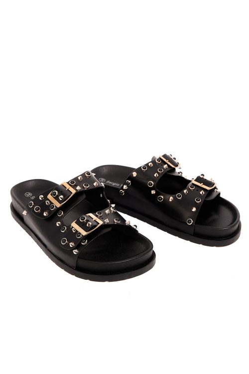 Golden studded flip-flops GLAM