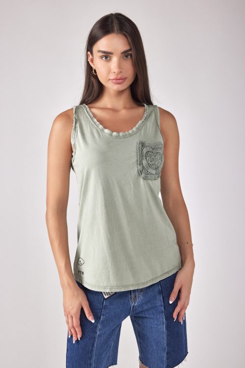 Embroidered Pocket Tank EYE
