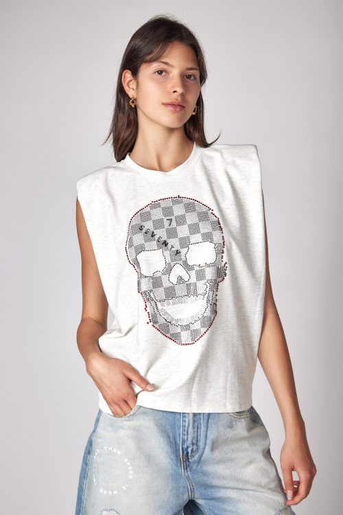 Sleeveless Cotton Top  SKULL