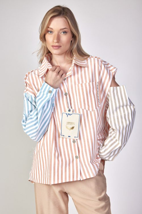 Wide striped button shirt SEVENSEVENTY