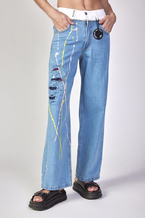 Destroyed combination jeans PAINT