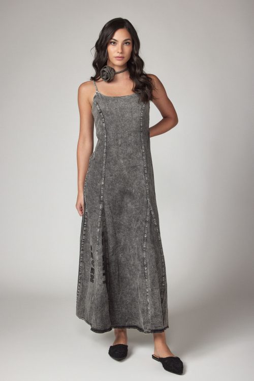 spaghetti straps denim dress SEVENTY