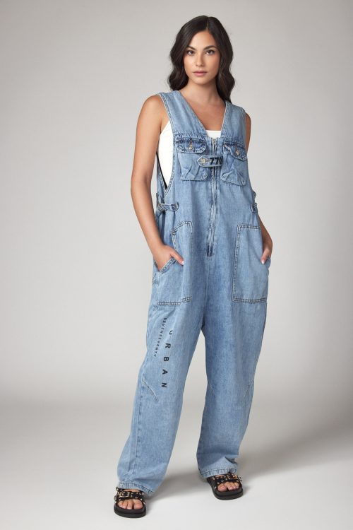 wide cut denim overall URBAN