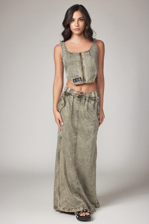 jeans tank top zipper and maxi skirt 770