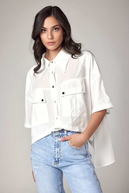 A-symmetrical wide cut buttoned shirt GREAT