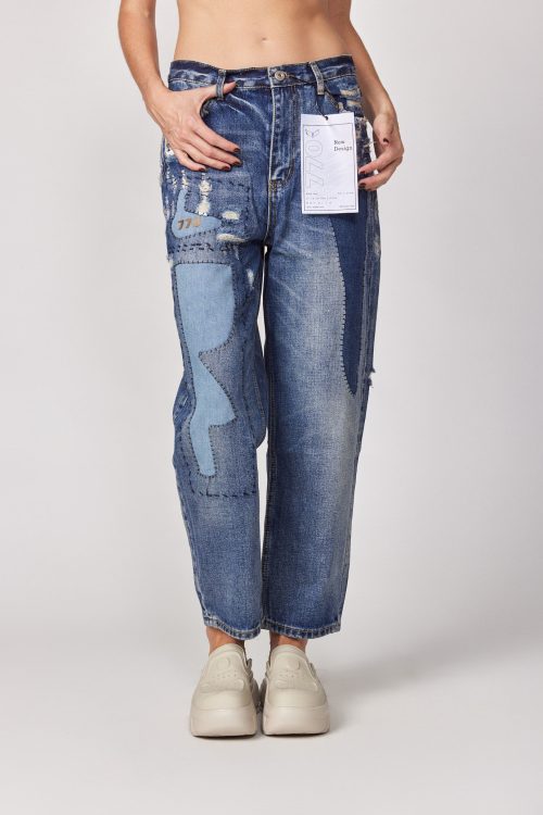 Jeans with seams and patches HANDMADE