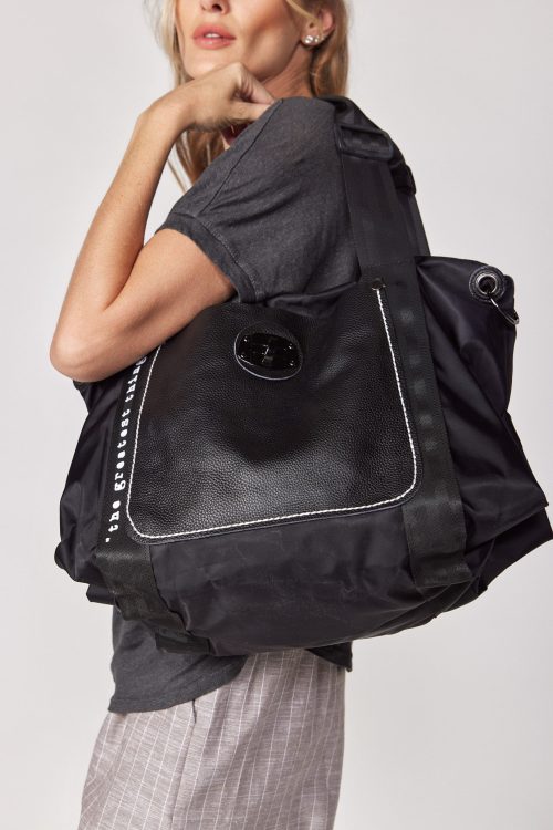 Nylon side bag combined with leather THING