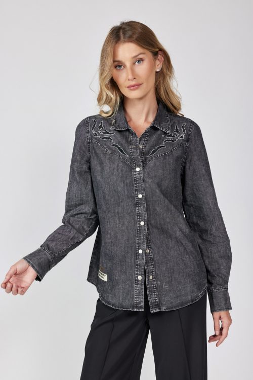 Embroidered denim shirt ROCK STORY