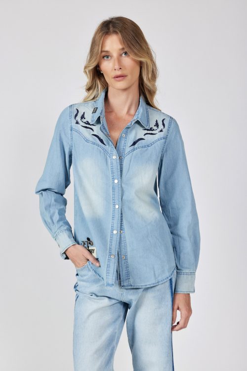 Embroidered denim shirt ROCK STORY