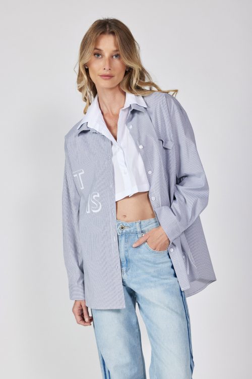 Layered striped button-up shirt IT IS