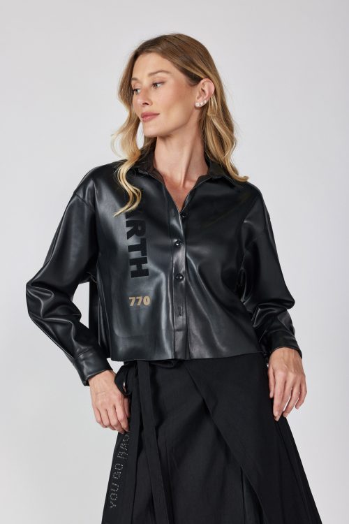 Faux leather jacket shirt EARTH