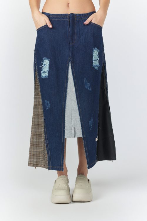 Midi Denim Skirt Combination 770