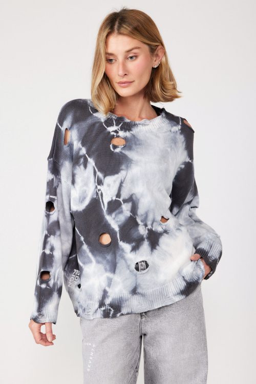 Tie-Dye Ripped Knit Shirt DESIGN
