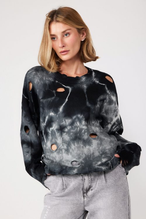 Tie-Dye Ripped Knit Shirt DESIGN