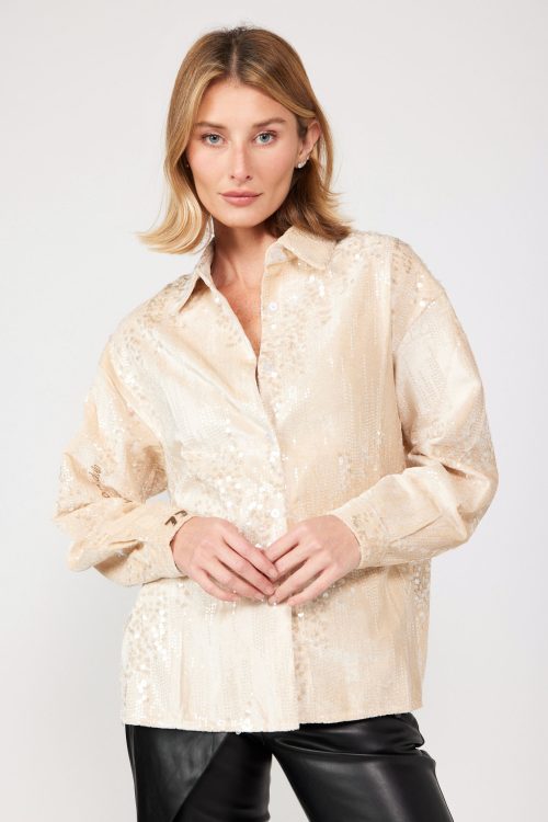 Velvet and Sequin Button-Up Shirt GLAM