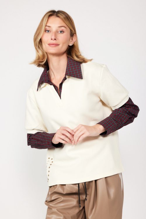 Plaid Fabric Combination Shirt STARS
