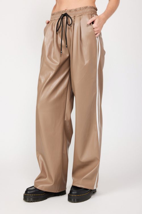 Faux Leather Pants with Side Stripes 770