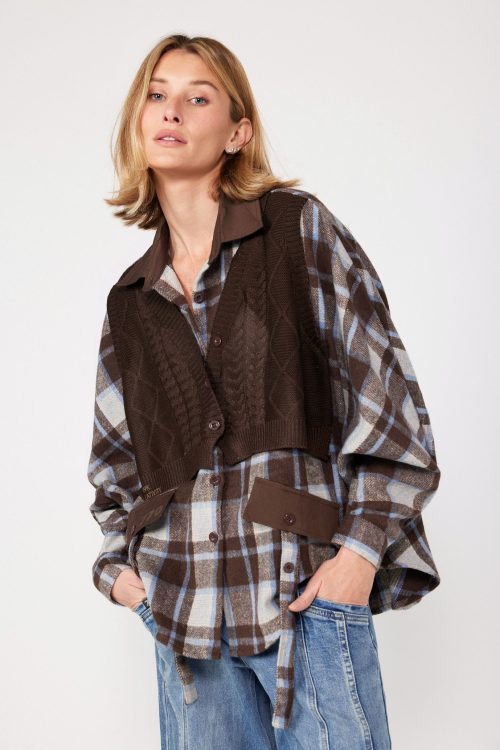 Flannel and Knit Shirt Combination CREATIVITY