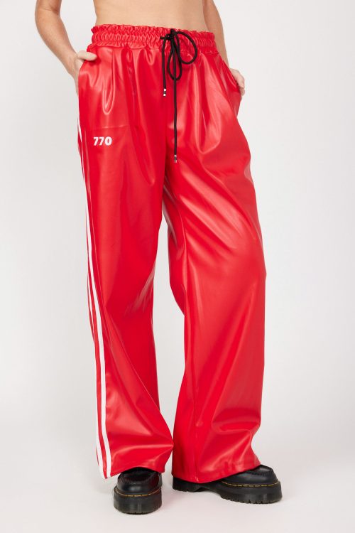 Faux Leather Pants with Side Stripes 770