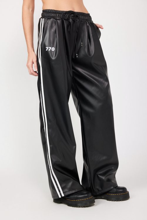 Faux Leather Pants with Side Stripes 770