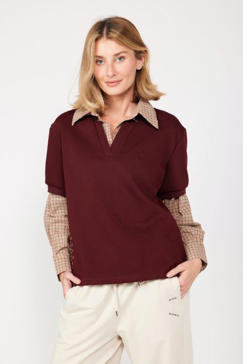 Plaid Fabric Combination Shirt STARS