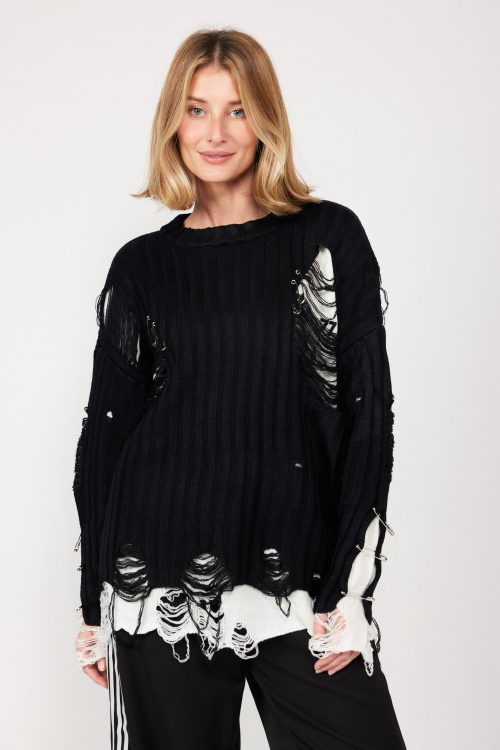 Knit Shirt with Rips and Pins URBAN