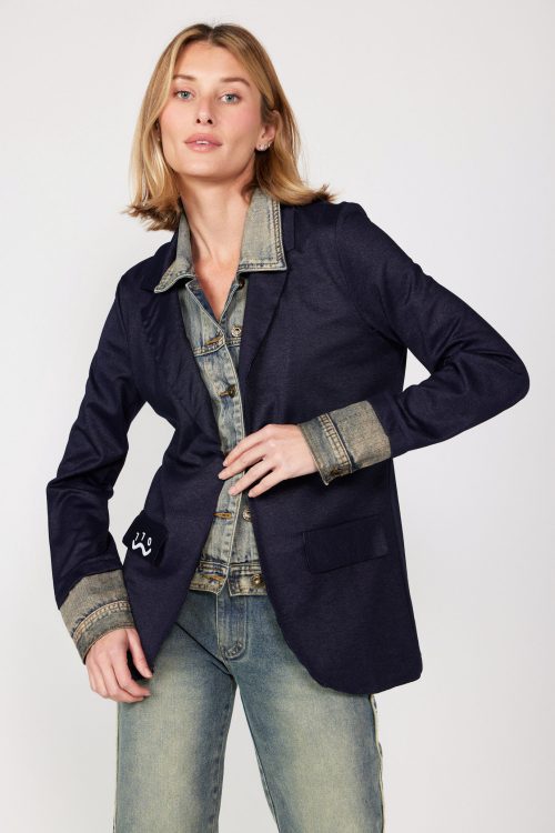Blazer Jacket with Denim Combination 770