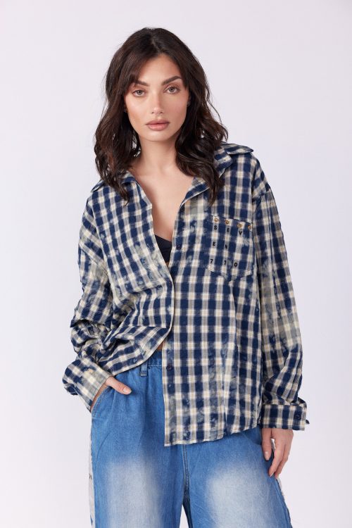 Plaid Button-Down Shirt SEVEN